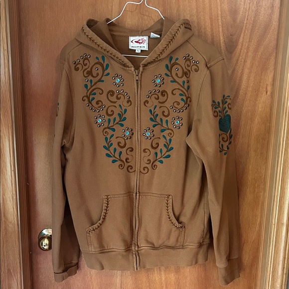 Roper Tops - Vintage Roper Zip Up Hooded Embellished Sweatshirt. Women’s large
